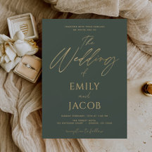 Boda Verde Oro Tipografía Moderna Script