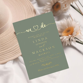 Invitación Con Relieve Metalizado Boda verde salvia y dorado Nosotros hacemos 
