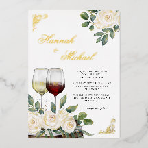 Boda Viñedo Acuarela Floral Oro
