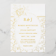 Boda Vintage de Rosa Floral Dorada en la parte del