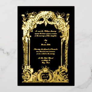 Invitación Con Relieve Metalizado Boda Vintage Francés Barroco Rococó