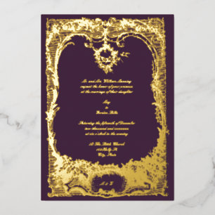 Invitación Con Relieve Metalizado Boda Vintage Francés Luis XV Rococó