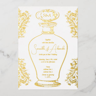 Invitación Con Relieve Metalizado Boda Vintage Glam Victoriana Melancólica Poción de