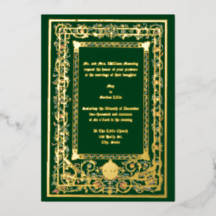 Invitación Con Relieve Metalizado Boda vintage "medieval" iluminado