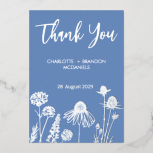 Invitación Con Relieve Metalizado Boda Wildflowers Gracias Gold