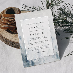 Invitación Con Relieve Metalizado Boda Winter Reverie