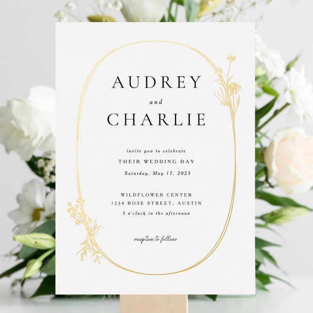 Invitación Con Relieve Metalizado Boda Wreath de Flor silvestre (Subido por el creador)