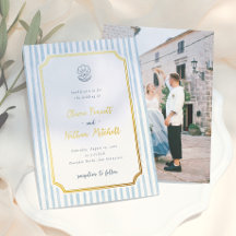 Bodas con Láminas de Fantasía Retro Rayas Azules
