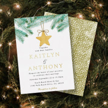 Bodas de invierno de Navidad con ramas de pino acu