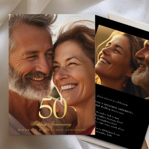 Invitación Con Relieve Metalizado Bodas de Oro Clásicas 50 Aniversario Fotográfico d