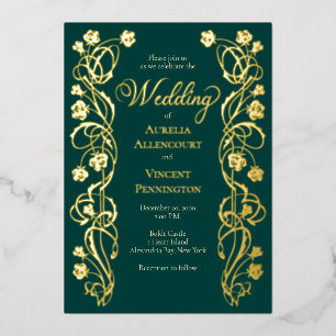 Invitación Con Relieve Metalizado Bodas de Rosas Reales Medievales