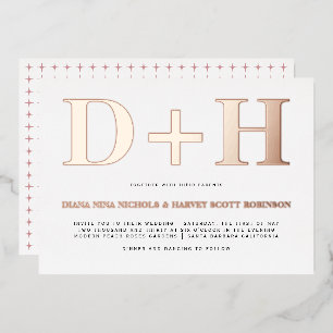 Invitación Con Relieve Metalizado Bodas de tipografía en negrita con iniciales de pa