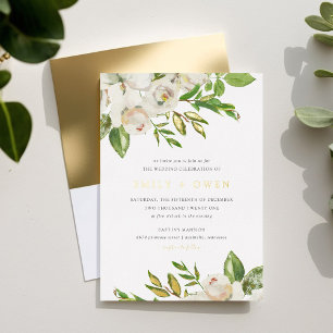 Invitación Con Relieve Metalizado Bodas Gilded Blooms