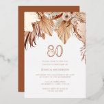 Invitación Con Relieve Metalizado Bohemia Boho Floral 80th Birthday Party Rosa Gold<br><div class="desc">Bohemian Boho Floral 80th Birthday Party Invitación a Relieve metalizado dorado Rosa Ver otras invitaciones en nuestra Nest Store y Nest</div>