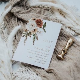 Invitación Con Relieve Metalizado Bohemian Floral Terracotta Boda Rosa Gold