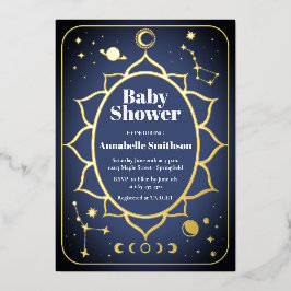 Invitación Con Relieve Metalizado Boho Baby Shower