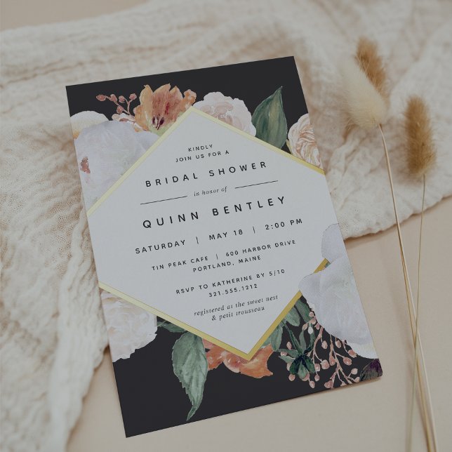Invitación Con Relieve Metalizado Boho Blooms Floral Bridal Shower (Subido por el creador)