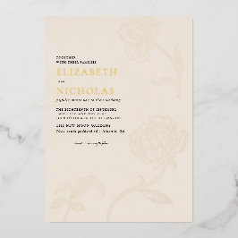 Invitación Con Relieve Metalizado Boho Boda Botanicals Minimalista Terracotta