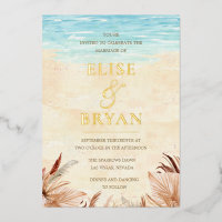 Boho Bohemian Beach Wedding Relieve metalizado dor