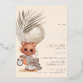 Invitación Con Relieve Metalizado Boho Chic No Podemos Esperar con Ansias Fiesta de