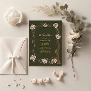 Invitación Con Relieve Metalizado Boho Chic Retro Floral Retro
