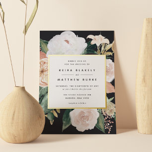 Invitación Con Relieve Metalizado Boho florece Boda floral moderno