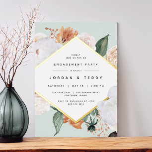 Invitación Con Relieve Metalizado Boho florece el partido de compromiso floral moder