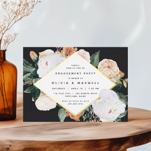 Invitación Con Relieve Metalizado Boho florece el partido de compromiso floral moder