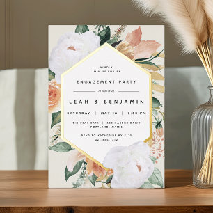Invitación Con Relieve Metalizado Boho florece el partido de compromiso floral moder
