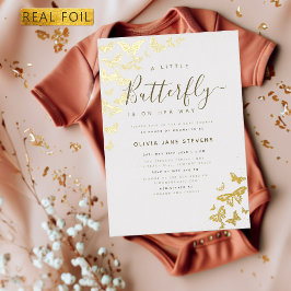 Invitación Con Relieve Metalizado Boho Frame Gold Elegant Chica Baby Shower