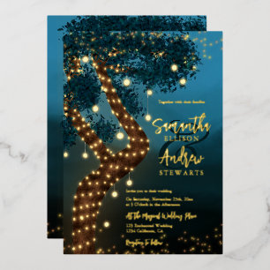 Invitación Con Relieve Metalizado Boho mágico boda de bosques encantados