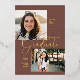 Invitación Con Relieve Metalizado Boho mínimo moderno | Fiesta de fotografía de grad