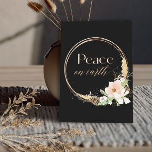 Invitación Con Relieve Metalizado Boho Neutral Floral Oro Real Fotografía Navidad