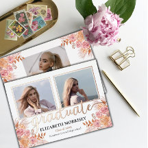 Boho Pampas Rosa 3 Graduación de foto Graduada Bla