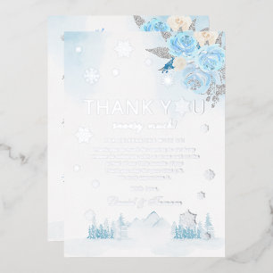 Invitación Con Relieve Metalizado Boho Plata Copo de Nieve Invierno Baby Shower Agra