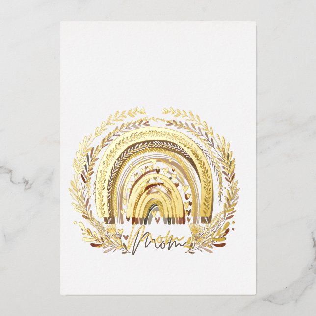 Invitación Con Relieve Metalizado Boho Rainbow Mom – Earthy Tones Mother's Day Desig (Anverso)