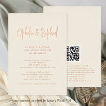 Boho Script QR Código Cream Boda Lujo Real