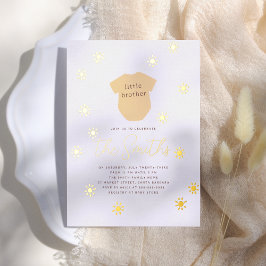Invitación Con Relieve Metalizado Boho Sun Little Brother Sunshine Baby Shower