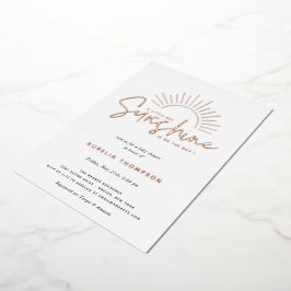 Invitación Con Relieve Metalizado Boho Sunshine Baby Shower