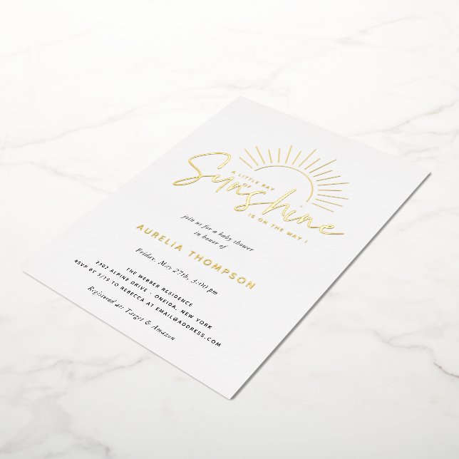 Invitación Con Relieve Metalizado Boho Sunshine Baby Shower (girado)