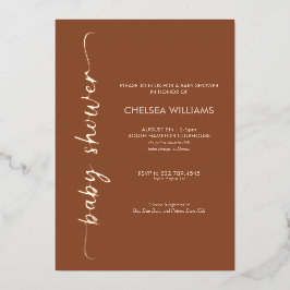 Invitación Con Relieve Metalizado Boho Terracotta, Beige y Real Relieve metalizado B