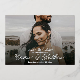 Invitación Con Relieve Metalizado Boho Under the Sea Photo Curly Save the Date