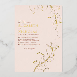 Invitación Con Relieve Metalizado Boho Vintage deja a un Boda de Terracotta Rustic F