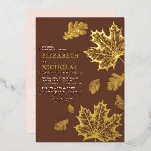 Invitación Con Relieve Metalizado Boho Vintage deja a un Boda de Terracotta Rustic F