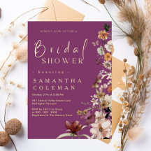 Boho Wildflower Rustic Berry Purple Bridal Shower