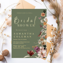 Boho Wildflower Rustic Sage Green Bridal Shower