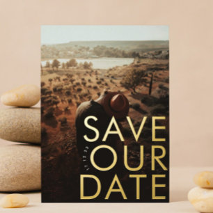 Invitación Con Relieve Metalizado BOLD Foto de oro ultramoderna Guardar nuestra fe