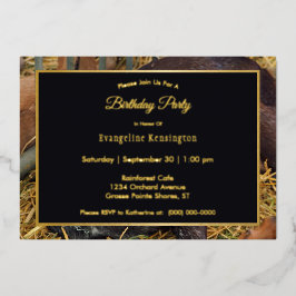 Invitación Con Relieve Metalizado Bonito Brown Nubian Goat Gold Birday