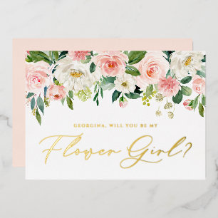 Invitación Con Relieve Metalizado Bonito Las Flores De Rubor Serán Mis Flores