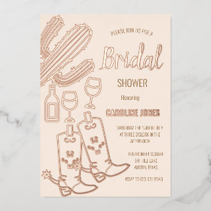 Invitación Con Relieve Metalizado Boots occidentales Bubbly Boho Relieve metalizado 